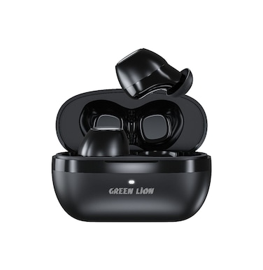 Green Lion Kaprun True Wireless Earbuds, >10m Transmission Range, 50mAh Earbuds Battery, 6-7 Hrs Playtime, IPX4 Waterproof, Type-C Charging, Bluetooth V5.3, Dual-Mic, ENC, Black
