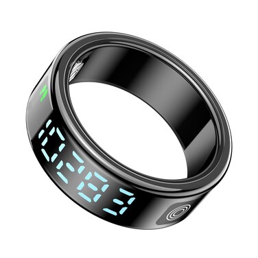 Porodo FitSync Smart Ring, Digital Display, Touch Scroll Function, Step Count, Distance Tracker, Sleep Monitor, Blood Oxygen (SpO2), IP68 Water Resistant, Health Monitoring, 128 Sport Modes, Black
