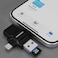 Porodo 4 in 1 OTG Adapter with TF Card Reader, USB 3.0 USB 2.0 Lightning and Type C Interfaces, 5Gbps and 480Mbps Transfer Speeds, Supports Up to 1TB TF Cards, Plug and Play, Black
