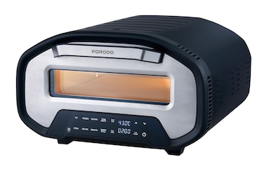 Porodo 12&quot; Indoor Electric Oven / Pizza Maker, 2200W, 7 Presets, Adjustable Timer, 12&quot; Pizza Stone, LED Display, Fast Cooking, Crisp Pizza in 2 Minutes, USB-C Charging &ndash; Black
