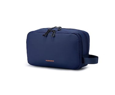Porodo Ultralite Organizer Pouch with Dual Compartments, Zipper Closure, High-Quality Polyester Material, Water-Repellant Surface, Internal Mesh Pockets, Quick-Grab Handle, Compact Design &ndash; Navy Blue
