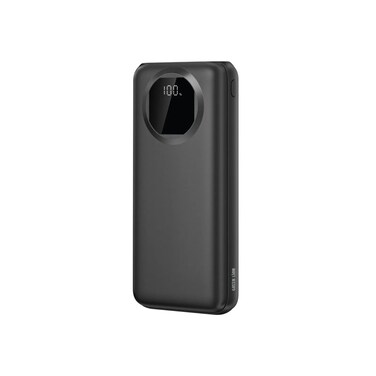 Green Lion Nairo 20000mAh Power Bank, 20000mAh Battery Capacity, 11200mAh Rated Capacity, 2 USB-A Ports, Digital Display, Slim Design - Black