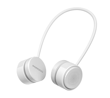 Porodo AirFlex Bladeless Neck Fan with 3 Speed Levels, Up to 5 Hours Working Time, 1600mAh Battery, USB-C Charging Interface, Skin-Friendly Material, Flexible Neck Design - White
