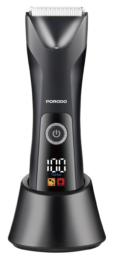 Porodo Lifestyle Full-Body Grooming Kit for Beard, Hair, and Body, Wet &amp; Dry Shaving, 1.5 Hours Working Time, 600mAh Battery, Washable Body, 2/3/4mm &amp; 6/7/8mm Combs &ndash; Black
