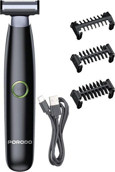 Porodo Lifestyle Bi-Directional Shaver and Trimmer, 100 Minutes Working Time, 600mAh Battery, Wet &amp; Dry Shaving, Rechargeable Beard Trimmer, Bi-Directional Trimmer, Special Floating Blade &ndash; Black
