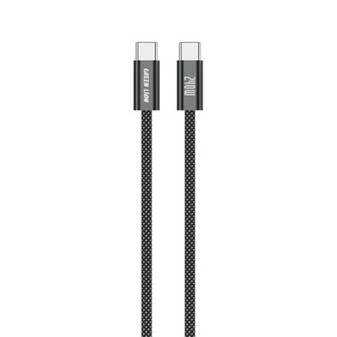 كابل USB-C إلى USB-C 240W من Green Lion بطول 1 متر، سرعة نقل 480 ميجابايت في الثانية، 48V/5A، شحن ومزامنة، سبائك الألومنيوم – أسود