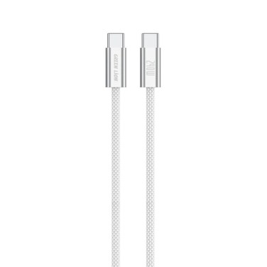 كابل USB-C إلى USB-C 240W من Green Lion بطول 1 متر، سرعة نقل 480 ميجابايت في الثانية، 48V/5A، شحن ومزامنة، سبائك الألومنيوم – أبيض
