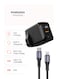 Porodo GaN 25W Dual-Port Wall Charger, USB-C &amp; USB-A, 25W Power Delivery, Fast Charging, Real-Time Power Display, Built-In Safeguards, With USB-C to Lightning Cable, Black
