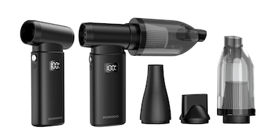 Porodo Lifestyle 2-in-1 Air Duster &amp; Vacuum, 2x 4000mAh Battery, 160mL Dust Box Capacity, Powerful Airflow, 5 Speed Levels, 3 Hours Working Time, Rechargeable Cleaner &ndash; Black
