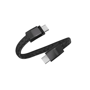 Porodo PU Leather USB-C to USB-C Wristband Cable, 60W PD Fast Charging, 480Mbps Data Sync, Magnetic Steel Clasp, Wearable Design, Durable Leather, 20cm Length, Black

