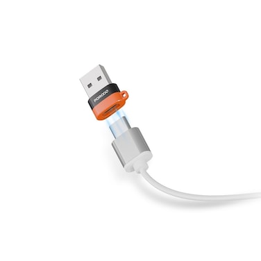 Porodo SnapCharge USB-A to USB-C Converter, Fast Power Charging &amp; Data Transfer, Durable Aluminum Alloy, Plug &amp; Charge Feature, Efficient Fast Data Transfer, Compact &amp; Portable Design, Black
