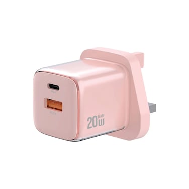 Green Lion Reva Dual Port Wall Charger, GaN Technology, PD 20W Type-C, USB-A 18W, 22W PPS Output, Built-in Safeguard, Multi Device Charging, Flame-Retardant, 100-240V Input &ndash; Pink
