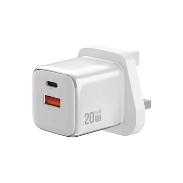 Green Lion Reva Dual Port Wall Charger, GaN Technology, PD 20W Type-C, USB-A 18W, 22W PPS Output, Built-in Safeguard, Multi Device Charging, Flame-Retardant, 100-240V Input &ndash; White