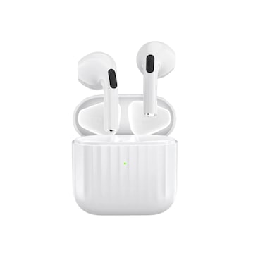 Green Lion Austin True Wireless Earbuds with Built-in Microphone, HiFi Sound, Dual-Mic, Touch Control, Voice Assistant, Type-C Charging, 3 Hours Playtime - White