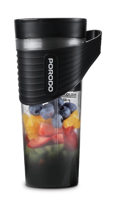 Porodo FreshMix Portable Blender &ndash; 460mL, 20,000RPM, Stainless Steel Blades, 4000mAh Battery &ndash; Black