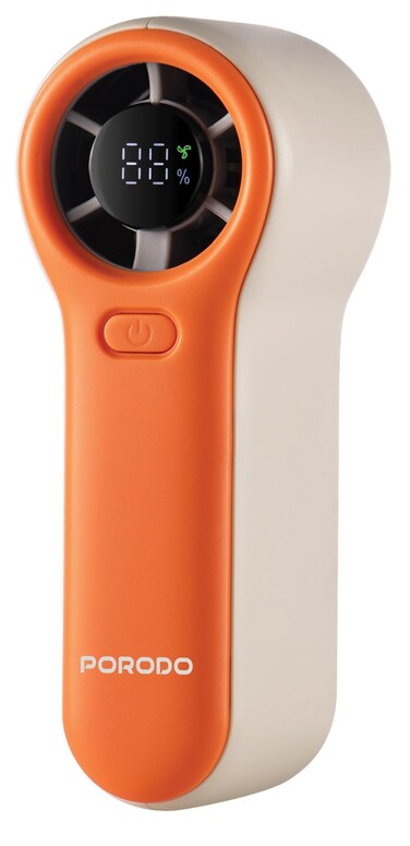 Porodo Pocket Size Handheld Fan with Strong Air Flow, 19100 RPM Motor Speed, 5 Speed Levels, 7H Working Time, Lightweight &amp; Portable &ndash; Orange
