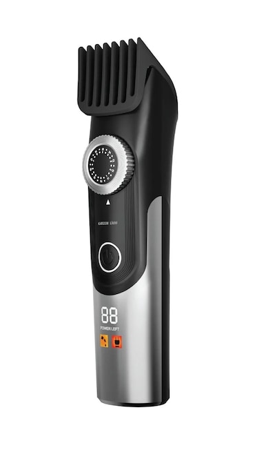 ماكينة حلاقة شعر الجسم GREEN LION TRIM GEN''70، شفرات من الفولاذ المقاوم للصدأ والسيراميك، يتم شحنها بالكامل في 1.5 ساعة فقط، مع وقت عمل 1.5 ساعة للاستخدام المستمر، تصميم مقاوم للماء - أسود