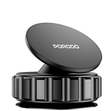 حامل الهاتف ذو الشفط متعدد الأسطح من Porodo، دوران 360°، زاوية عرض قابلة للتعديل، مغناطيس مزدوج الطبقة N52، متوافق مع الهواتف بحجم 4.7" إلى 6.9" – أسود
