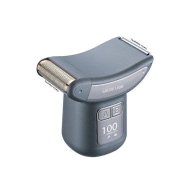 جروفر الجسم 2 في 1 من Green Lion Flexgroom، مقبض قابل للتوسيع من 22-40.3 سم، 7000 دورة في الدقيقة، مقاوم للماء IPX6، بطارية 600mAh، شحن من نوع C، وقت عمل 2 ساعة - رمادي