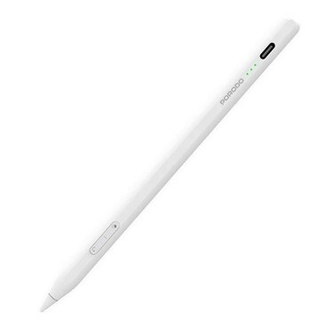 Porodo Magnetic Pen for iPad with 1.2mm Nib Size, 9 Hours Continuous Working Time, Aluminum Alloy Material, USB-C Charging, Zero Delay &amp; Fast Charge, Compatible with 2018-2024 iPad Models &ndash; White