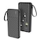 Piano 10000mAh Power Bank, Built-in Phone Stand, 4 Integrated Cables, Portable Handle, Flashlight, Fast Charging, Universal Compatibility, Built-in Safety Feature, Black
