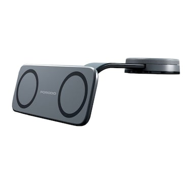 Porodo Dual MagSafe Car Phone Holder, Strong Magnetic Hold, 360&deg; Full Rotation, Adjustable Arm, Rotatable Ball Joint, Vacuum Suction Cup &amp; Nano-Adhesive Stand, Black
