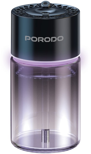 Porodo Lifestyle Valencia Smart Aroma Diffuser with Ambient Lighting, 120mL, 5 Spray Modes, 300mAh Battery, Dynamic RGB Lighting, Incense Burner / Bakhour, Smart Sensor &ndash; Black
