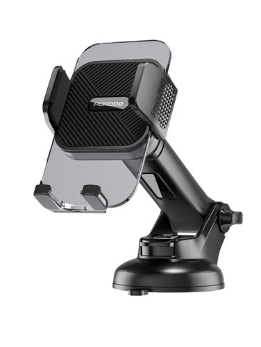 Porodo 3-in-1 Mount Kit, Retractable Enhanced Suction Dashboard/Windshield Mount, Multi-Functional Phone Holder, Adjustable Viewing Angle, Compatible with 4.7" to 7.2" Devices &ndash; Black
