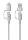 Porodo 4 In 1 C to C 240W, C to L 27W, 1 Meter High-Speed Charging Data Cable with Aluminum Alloy Connector, Durable Braided Cable, Rapid Data Sync, Tangle-Free, Optimal Charging - Silver