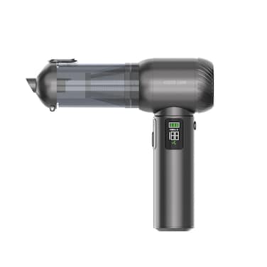 Green Lion Multi-Force Vacuum, Air Blower &amp; Air Duster with Multiple Nozzles, LED Flash Light, 3 Speed Levels, Type-C Charging, Digital Display, Metal Hepa Filter - Gray