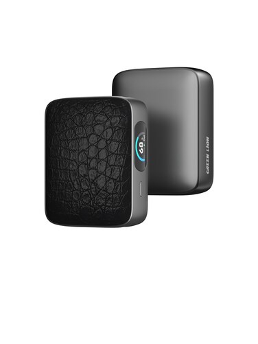 Green Lion VALMONT 10000mAh Power Bank with Premium PU Leather, 45W PD Fast Charging, Flight Approved, TFT Display, QC18W Charging - Black