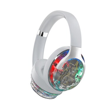 Porodo Soundtec ANC_BT Headphone 40mm Driver, Active Noise Cancelling, Bluetooth 5.4, 8-10 Hours Playtime, 2 Hours Charging Time, RGB LED Lighting, Adjustable Headband, Wired &amp; Wireless Modes, White

