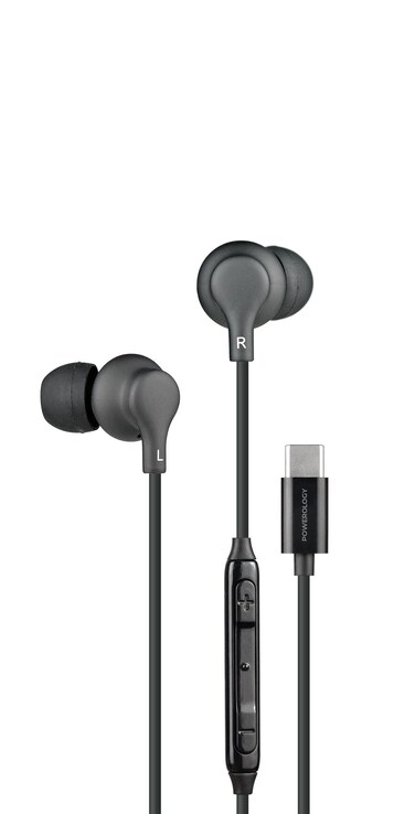 Powerology USB-C In-Ear Stereo Earphones, 10mm Audio Driver, 94dB Sensitivity, In-Line Control Button, Voice Assistant Support, HD Sound Quality, Comfortable Fit for Music, Calls, and Podcasts, Black
