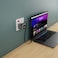 Powerology Halo Dual-Port GaN Charger with 80cm Retractable Type-C Cable, USB-A &amp; USB-C Ports, 70W Max Output, GaN Technology, Smart Power Display, 3-Device Charging &ndash; Gray