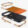 Levelo Cuir Leather Hybrid Case for iPhone 17 Pro , Strong Magnets &amp; MagSafe Compatible, Shock-Resistant Bumper, Aluminum Alloy Frame, Drop-Tested &ndash; Sunrise Orange