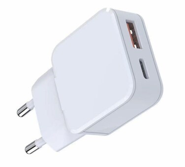 محول باور دو بورت 20 وات ميني من بوردو، تصميم مدمج، شحن سريع لأجهزة USB-A وUSB-C، إخراج طاقة 20 وات فعال، مثالي للاستخدام في المنزل والمكتب والسفر – أبيض
