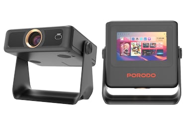 Porodo OptiVis Smart HD Projector Tablet, 720P HD, Intelligent Auto Focus, Android 13, 250&quot; Ultra Wide Screen, 200 ANSI Lumens, Remote Controller &ndash; Black