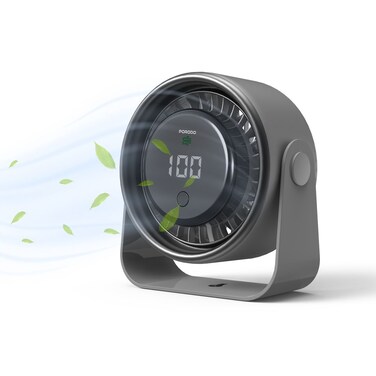 Porodo Lifestyle FLURA Mini Cooling Fan for Desktop &amp; Wall Mount, 3000mAh Battery Capacity, 3 Adjustable Speed Levels, Turbo Airflow, Touch Control Panel, Quiet Operation &ndash; Grey
