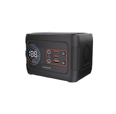 Porodo 150W Forcebase Portable Power Station with Multi-Mode LED Lighting, 76.96Wh Battery Capacity, Multiple Output Ports, LED Digital Display - Black