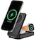 Powerology Kickvolt Portable Charging Stand Power Bank Qi2, 3-in-1 MagSafe Charger, 10000mAh Battery, 15W Wireless Charging, USB-C &amp; USB-A Ports, Triple Device Charging, Black

