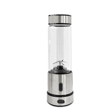 Powerology VitroMix Portable Blender, 250W Motor, 12-Blade Design, 450ml Capacity, One-Touch Blending, Ice Crusher, High Borosilicate Glass, USB-C Charging &ndash; Silver