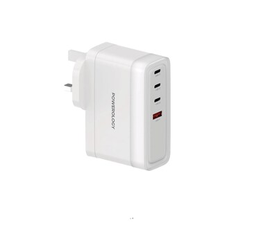 Powerology Lunex Series 4-Port Fast Charging Adapter with 140W PD USB-C Output, 27W QC USB-A Output, Multi-Device Charging, Powerful Laptop Charging, Universal Protocol Support &ndash; White