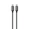 كابل Powerology Zinco 240W USB-C، طوله 1 متر، C إلى C، شحن 240W، تيار 3A، موصلات من سبائك الزنك، تحسين E-Marker، شحن سريع + مزامنة – رمادي

