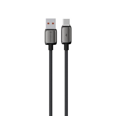 كابل Powerology ZINCO USB-A إلى USB-C، طوله 1 متر، تيار 3A، موصل سبائك الزنك، نقل بيانات 480 ميجابت في الثانية، شحن سريع + مزامنة، مختبر للجودة – رمادي داكن
