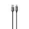 كابل Powerology ZINCO USB-A إلى USB-C، طوله 1 متر، تيار 3A، موصل سبائك الزنك، نقل بيانات 480 ميجابت في الثانية، شحن سريع + مزامنة، مختبر للجودة – رمادي داكن
