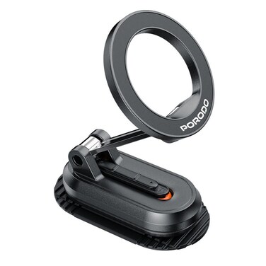 Porodo GripFold MagSafe Rotatable Sticker Car Mount, 360&deg; Full Rotation, Powerful Magnetic Hold, Adjustable Viewing Angle, Horizontal &amp; Vertical Mounting &ndash; Black
