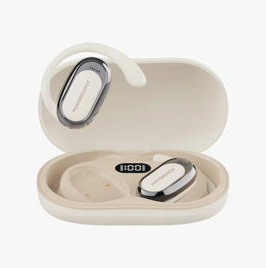 Powerology Oura Open-Ear Headphones with Enhanced Situational Awareness, Up to 8.5 Hours Battery Life, Type-C Charging Port, Bluetooth 5.4, 10m Bluetooth Transmission &ndash; White