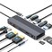 باورولوجي PD 100W هوب USB-C 12 في 1، مخرج HDMI و DP بدقة 4K، نقل بيانات بسرعة 10Gbps، شحن تمرير 100W، إيثيرنت جيجابت، التوافق العالمي – رمادي
