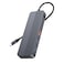باورولوجي PD 100W هوب USB-C 12 في 1، مخرج HDMI و DP بدقة 4K، نقل بيانات بسرعة 10Gbps، شحن تمرير 100W، إيثيرنت جيجابت، التوافق العالمي – رمادي