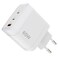POWEROLOGY TRIPLE PORT PD 65W ADAPTER WITH USB-C*2 + USB-A + EU PLUG &ndash; WHITE